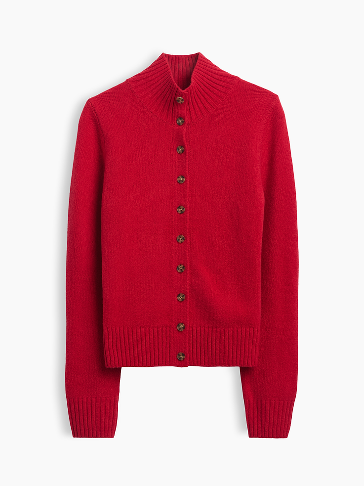 Image 2 of 2, CashSoft Mockneck Cardigan Sweater