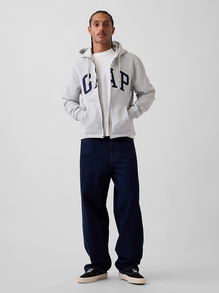 Image 2 of 5, VintageSoft Relaxed Zip Logo Hoodie