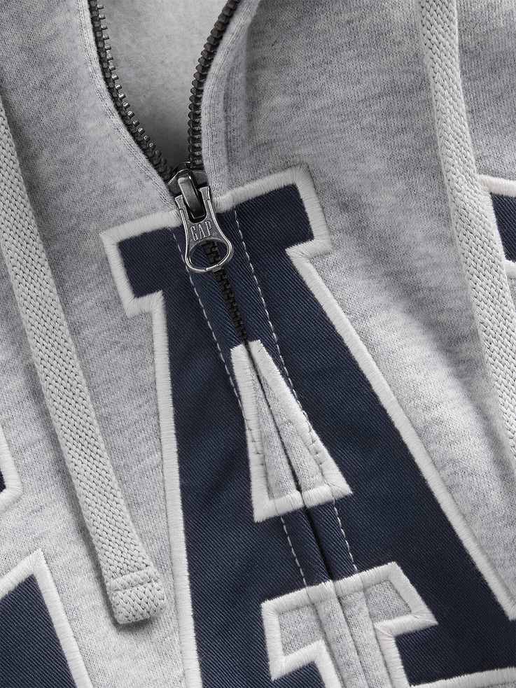 Image 4 of 5, VintageSoft Relaxed Zip Logo Hoodie