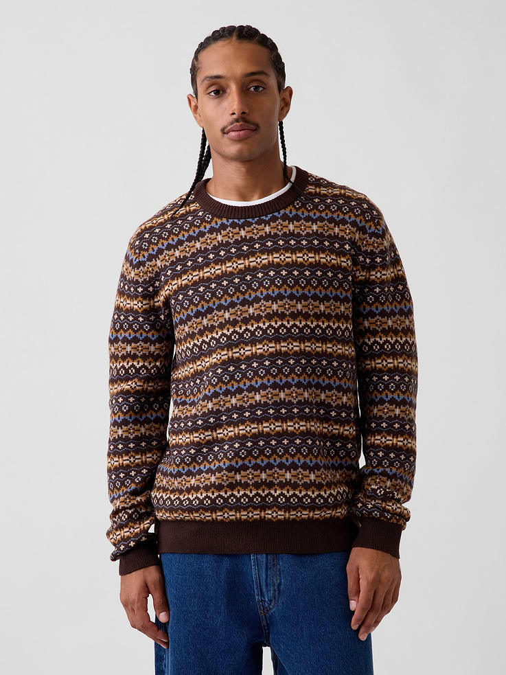 Image 1 of 5, Supersoft cotton-blend pullover sweater., Crewneck., Long sleeves., Ribbed cuffs and hem., Explore the Gap Gift Shop ., Product #907276