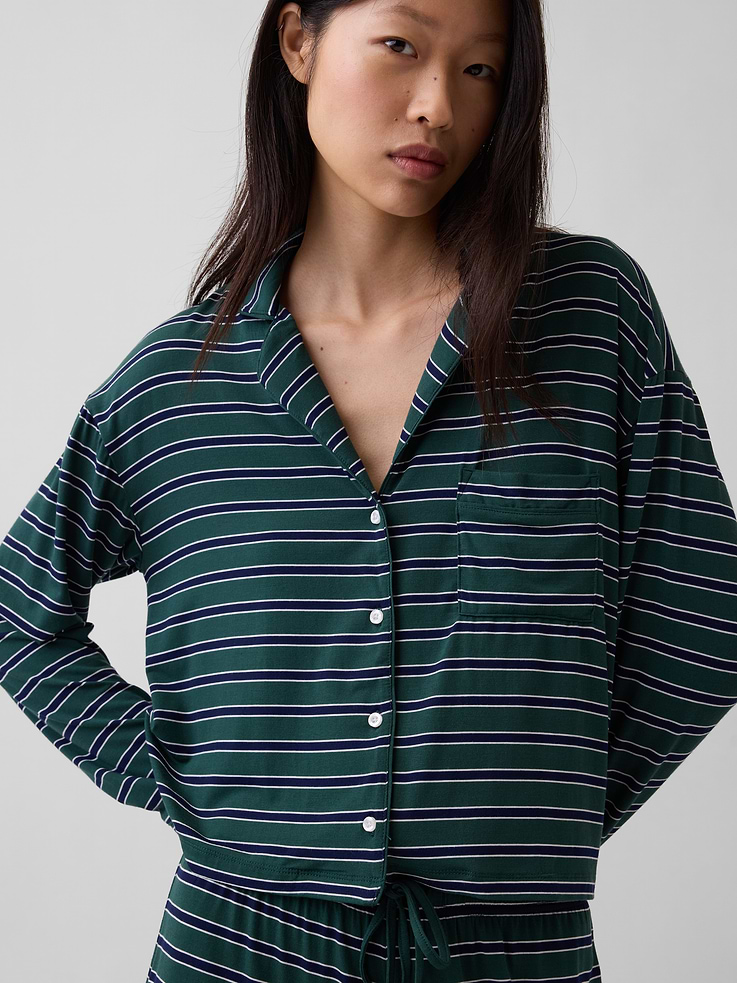 Image 4 of 5, SoftMade Modal Crop PJ Top