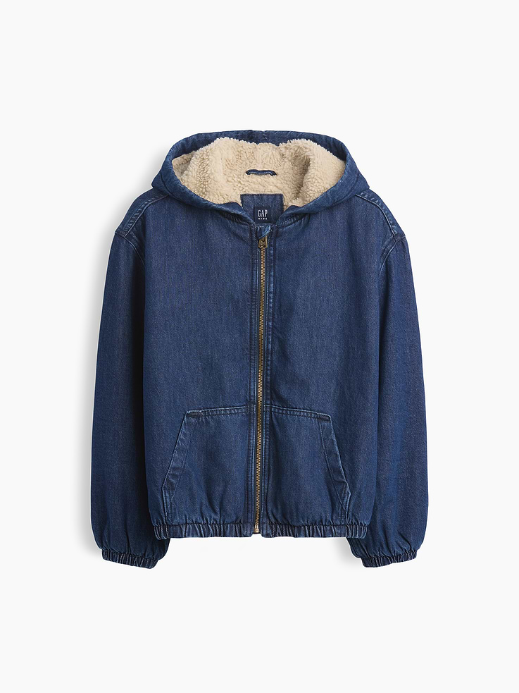 Image 3 of 3, Kids Sherpa-Lined Hooded Canvas Jacket