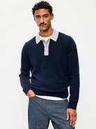 Image 2 of 3, Long-Sleeve Wool-Blend Polo Sweater