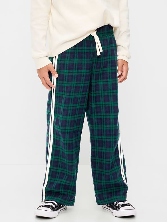 Pull-On Baggy Plaid Flannel Pants for Boys