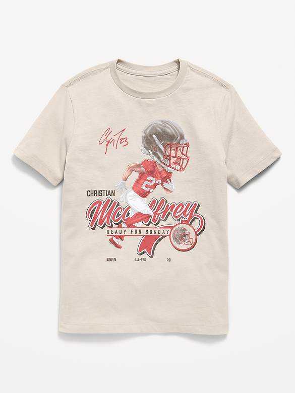 San Francisco 49ers Christian McCaffrey Gender-Neutral Graphic T-Shirt for Kids
