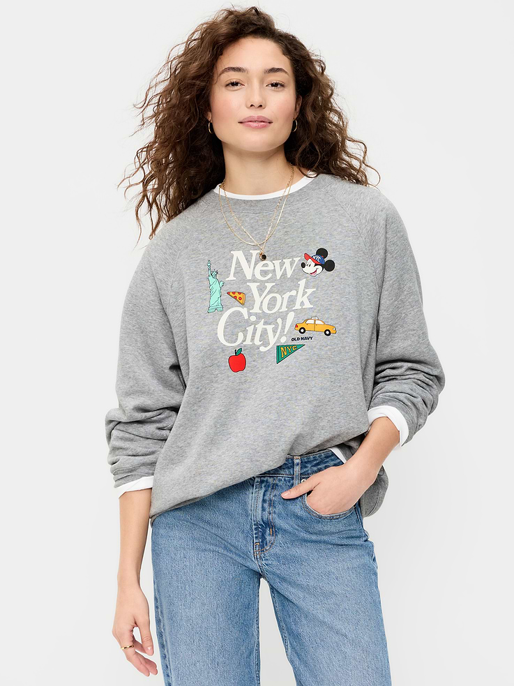 Image 1 of 9, crew neck, long raglan sleeves, rib-knit trim, pullover style, ©Disney, Product #1184446