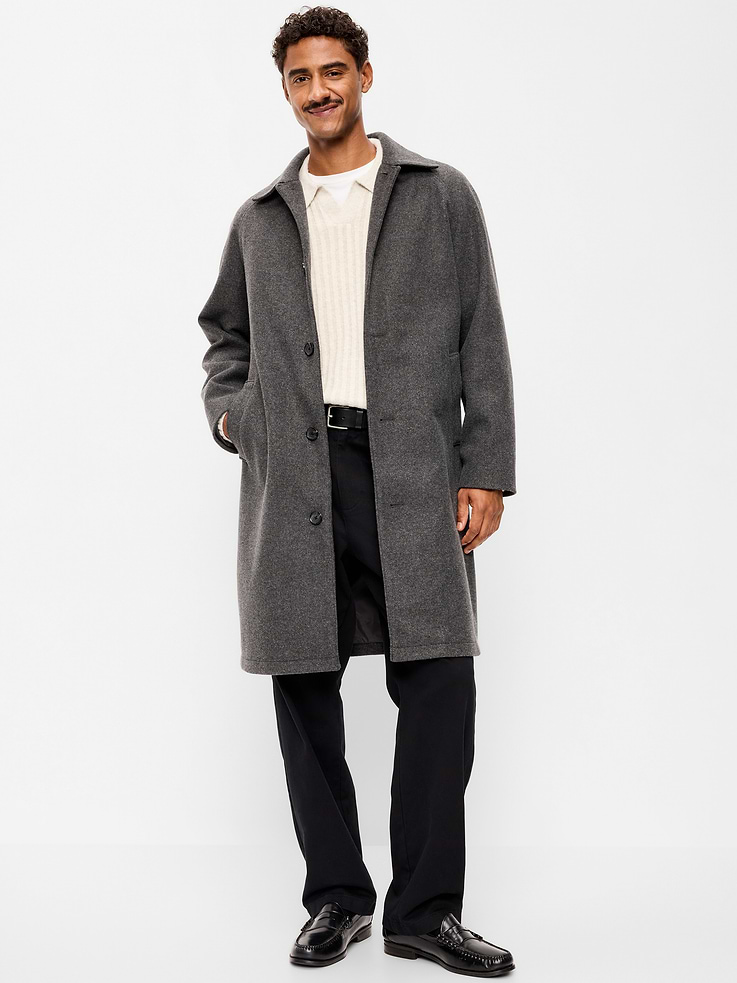 Image 1 of 6, spread collar, long sleeves, full length button-front, slant welt pockets, center seam at back, Product #907467