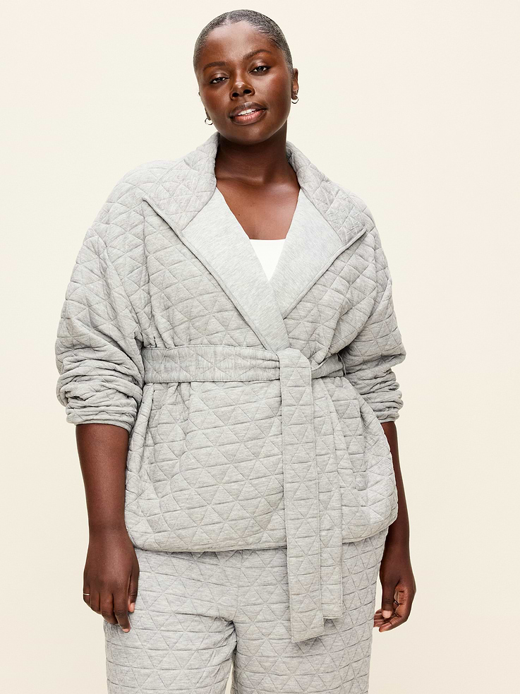 Image 5 of 6, Quilted Bounce Fleece Wrap-Front Jacket