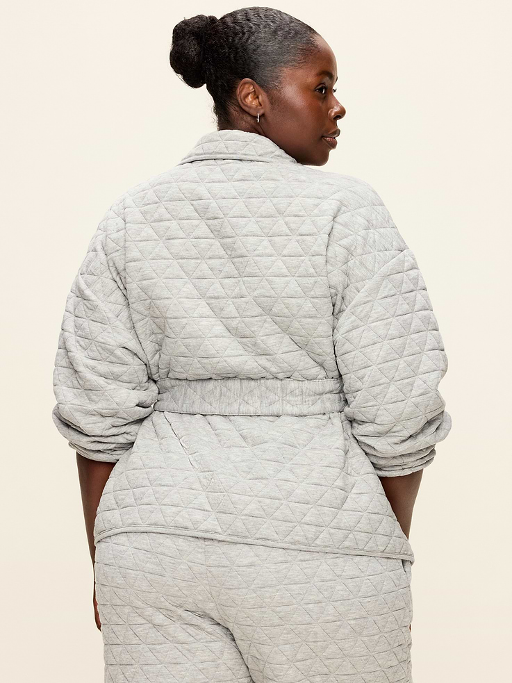 Image 6 of 6, Quilted Bounce Fleece Wrap-Front Jacket