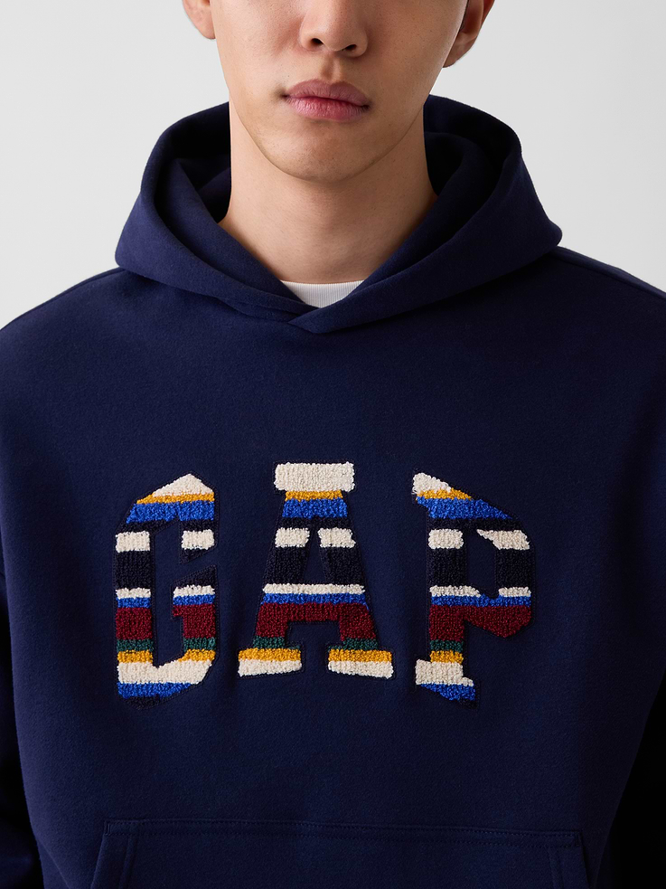 Image 4 of 5, VintageSoft Oversized Happy Stripe Logo Hoodie