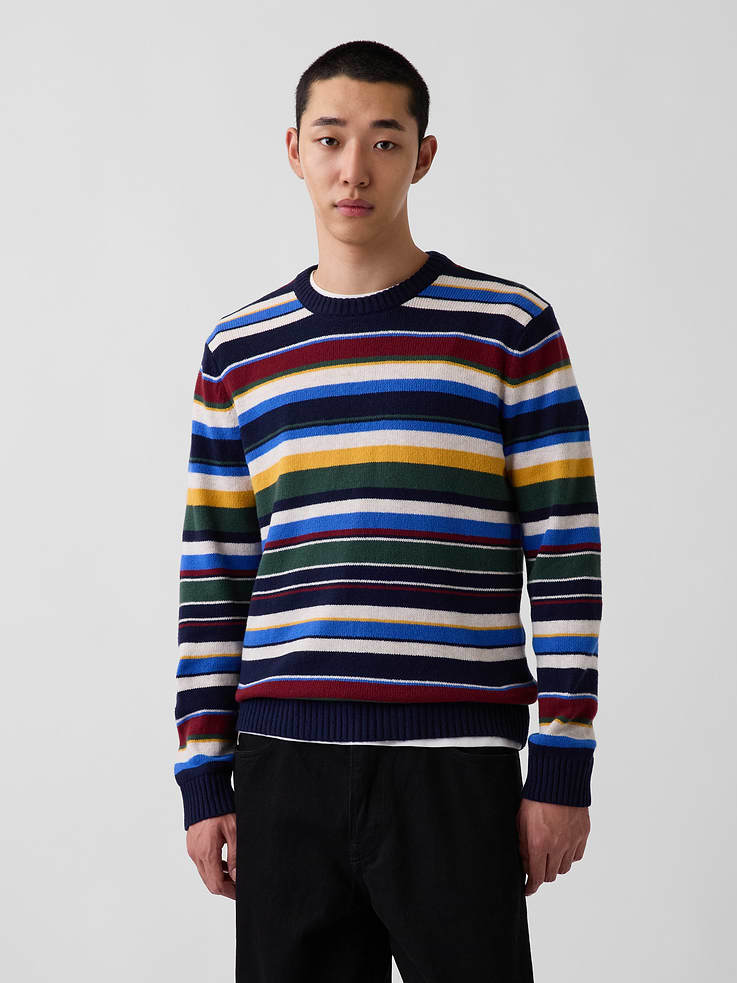 Image 1 of 5, Supersoft cotton-blend pullover sweater., Crewneck., Long sleeves., Ribbed cuffs and hem., Product #907276