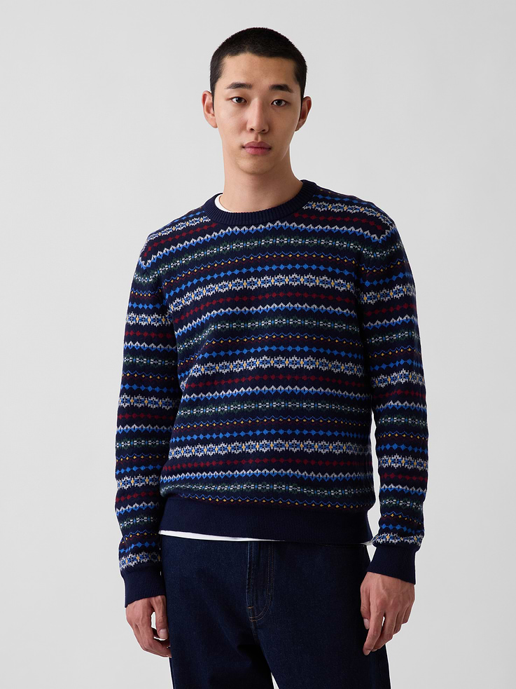 Image 1 of 5, Supersoft cotton-blend pullover sweater., Crewneck., Long sleeves., Ribbed cuffs and hem., Product #907276