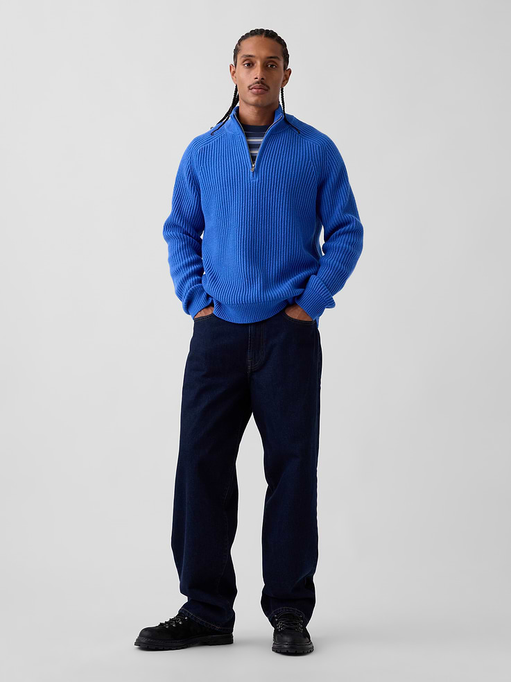 Image 2 of 5, CashSoft Rib Quarter-Zip Sweater