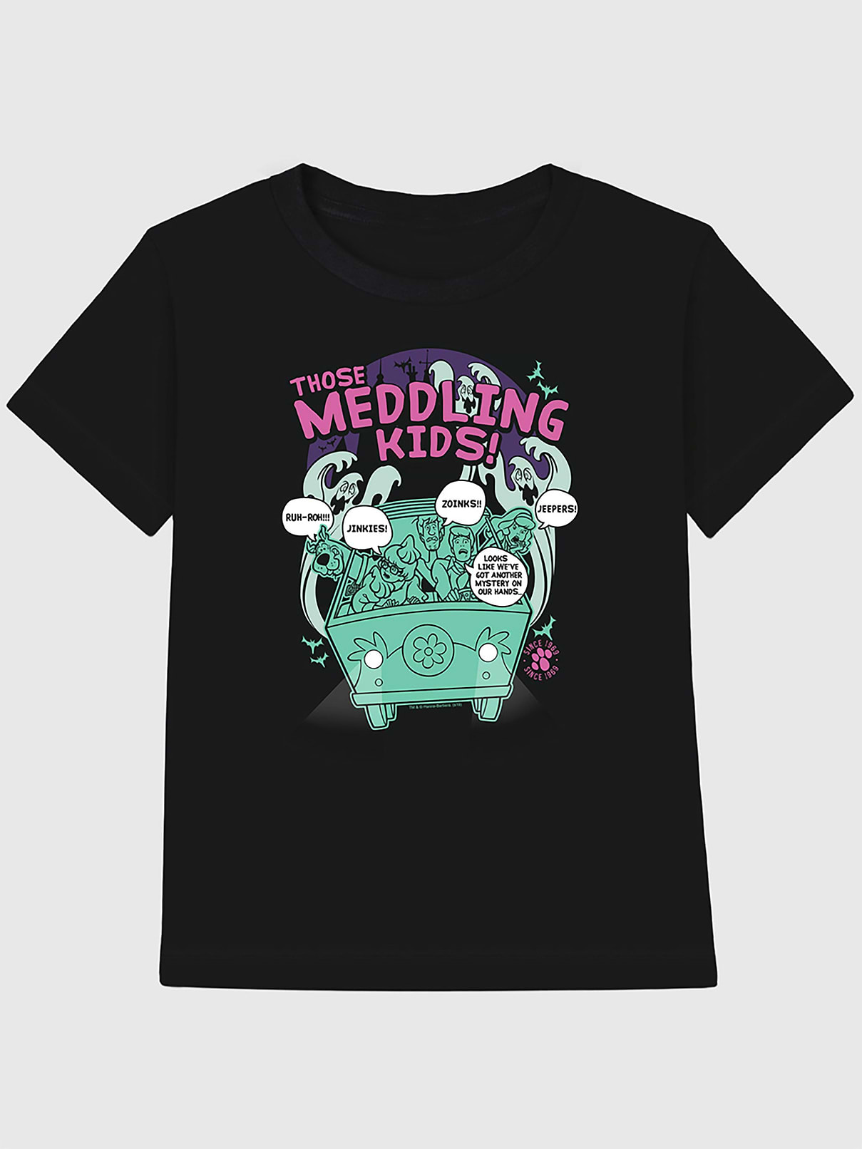 Image 1 of 4, Soft cotton T-shirt., Classic, straight and easy fit., Hits at the hip., Crewneck., Short sleeves., Officially licensed Scooby Doo Meddling Since 1969 Graphic at front.