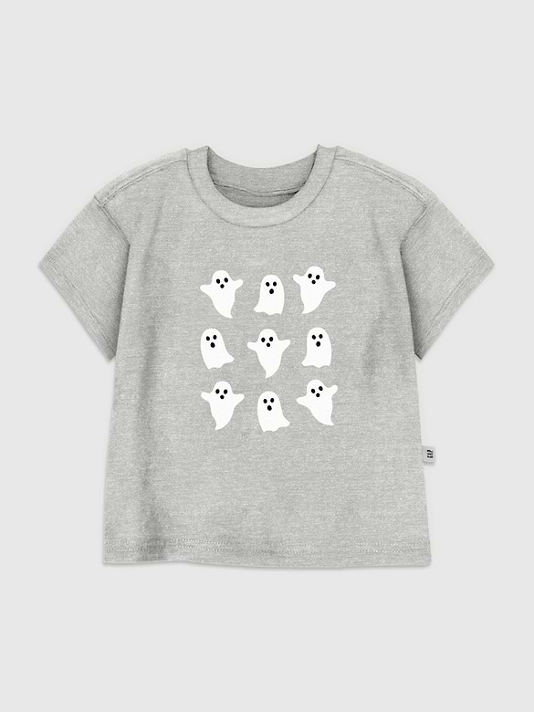 Toddler Cute Ghost Grid Graphic T-Shirt