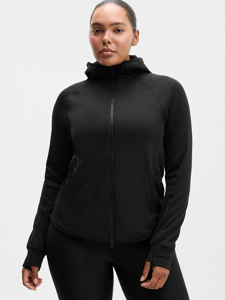 Image 1 of 7, FOR: Layering up to and from your workout, FEEL: Flex Fleece fabric has a cozy, brushed feel with all-around stretch, FAVE: Thumbholes hold sleeves in place and keep warmth in, Secure zip pockets to store your essentials, Adjustable bungee cord on waist make customizing your fit a cinch, Product #1179332
