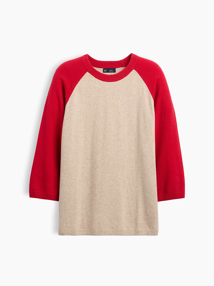 Image 2 of 2, CashSoft Raglan Sweater Shirt