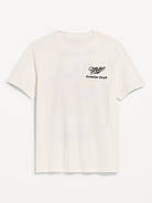 Image 1 of 2, rib-knit crew neck, short sleeves, licensed graphic at front and back, ©2026 Miller Brewing Co, Product #896487