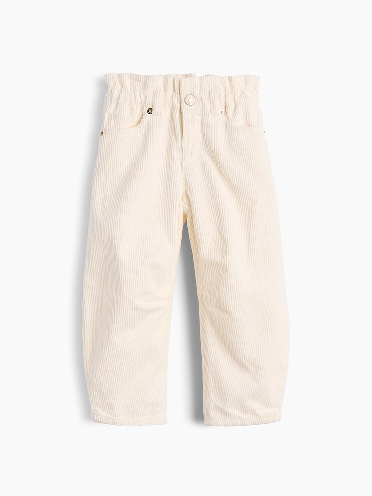Image 1 of 3, Soft cotton corduroy horseshoe pants., Snap closure at elasticized ruffle waist (sizes 2T-5T have hook & bar closure and zip fly)., Classic five-pocket styling., Twisted side seams., Knee darts., Eyelet embroidery at hem., Product #909643