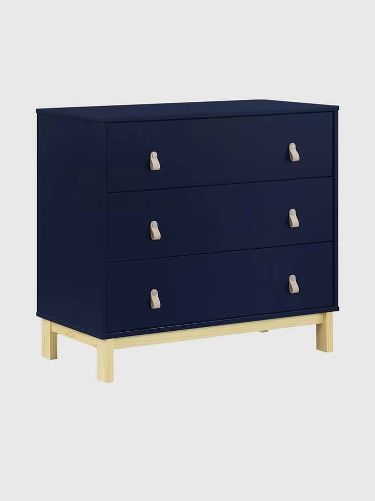 Image 1 of 7, The babyGap Legacy 3 Drawer Dresser is a great addition to any nursery or kid's bedroom., It features leather drawer pulls with decorative metal fastener for a touch of elevation., Pair with the coordinating Changing Top (sold separately) convert the dresser into a convenient changing table., All babyGap dressers are UL Stability Verified, tested to ASTM F2057 Furniture Safety Standard, the voluntary industry tip over standard for dressers., For additional security, we strongly recommend that all dressers in your home be anchored; all babyGap dressers include a wall anchor., This dresser is Greenguard Gold certified to meet stringent chemical emissions standards., Durable and easy to clean finish; wipe with damp cloth and dry immediately.