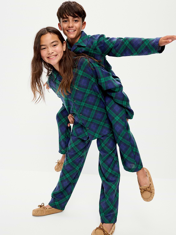 Gender-Neutral Printed Flannel Pajama Pants Set for Kids