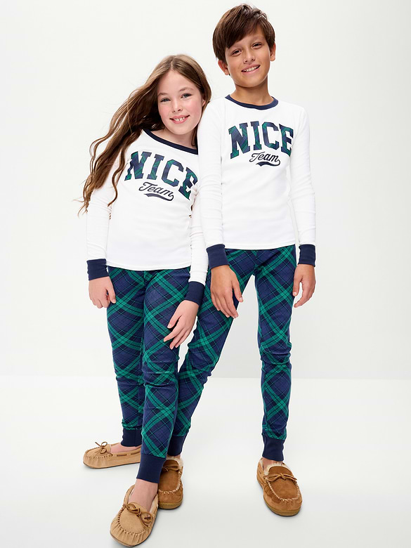 Gender-Neutral Snug-Fit Graphic Pajama Set for Kids
