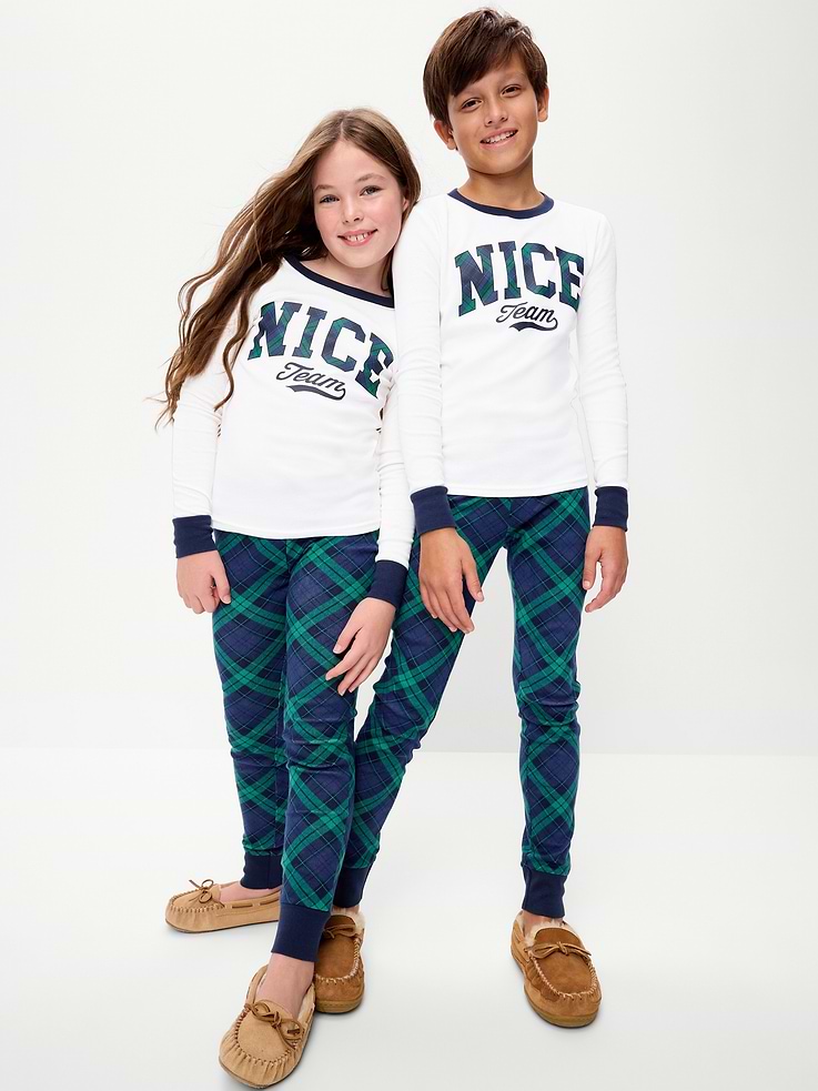 Image 1 of 3, Get cozy all season long in our matching Christmas pajamas!, crew neck, long sleeves, graphic at front, coordinating pajama pants, elasticized waistband, all-over print, Product #904646