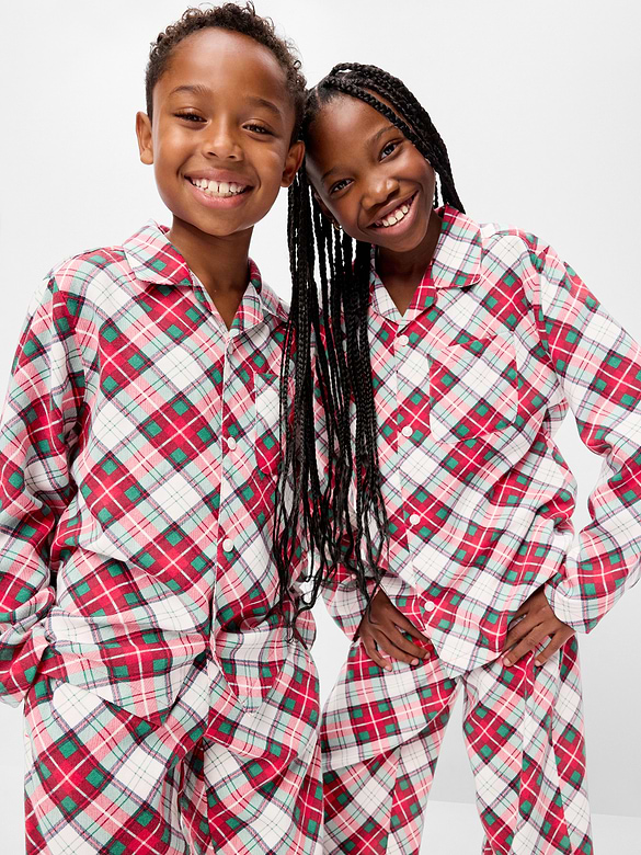 Gender-Neutral Printed Flannel Pajama Pants Set for Kids