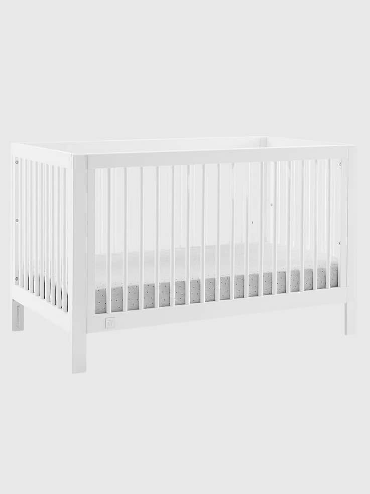 Image 1 of 7, The Baby Gap Charlie 6-in-1 Convertible Crib is full of style and function!, The Charlie Crib grows with your little one, converting from a crib to a toddler bed, daybed, sofa, or full-size bed with headboard and/or footboard., The adjustable mattress has three convenient positions allowing you to lower the mattress height as your baby grows., This crib is JPMA certified to meet or exceed all safety standards set by the CPSC & ASTM., This crib is Greenguard Gold certified to meet stringent chemical emissions standards., Uses a standard crib size mattress (sold separately)., Conversions require toddler or bed rail conversion kits (sold separately).