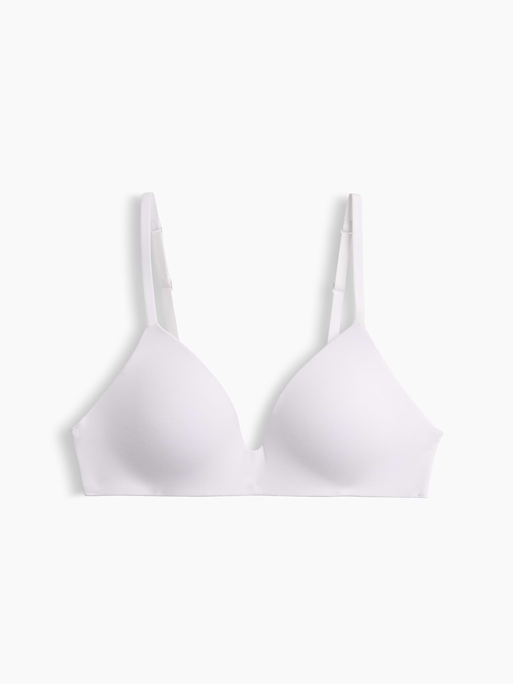Image 1 of 2, A foundation of comfort — made exceptionally soft., Soft, lightweight stretch modal wireless T-shirt bra., V-neck., Adjustable spaghetti straps., Adjustable hook-and-eye back closures at back., Shop more SoftMade Modal ., This product was made in a factory that invests in gender equity and women’s empowerment through RISE. Learn more at gapinc.com/equity ., Product #909160