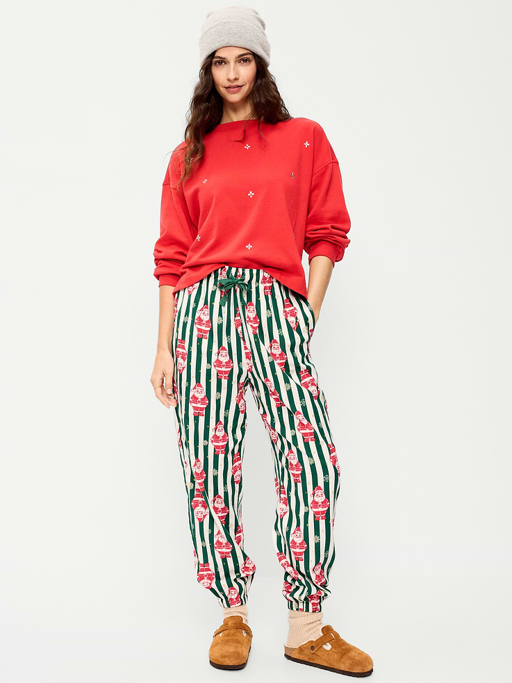 Image 2 of 8, Flannel Pajama Joggers for Women