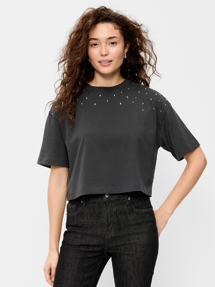 Image 2 of 9, Embellished EveryWear Crew-Neck T-Shirt