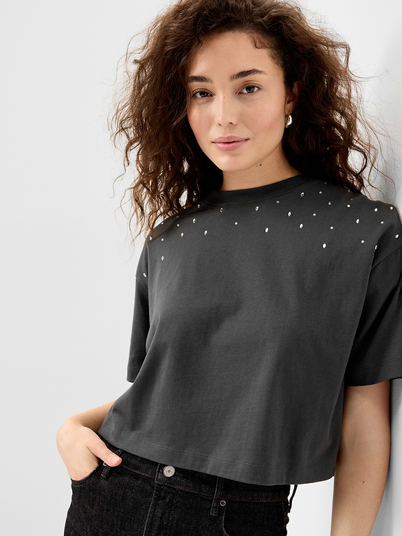 Embellished EveryWear Crew-Neck T-Shirt