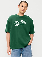 Image 1 of 3, rib-knit crew neck, short sleeves, drop shoulders, logo graphic at front, Product #1186698
