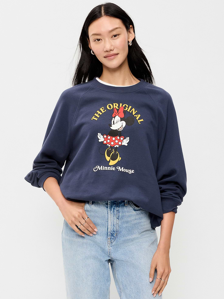 Image 1 of 9, crew neck, long raglan sleeves, rib-knit trim, pullover style, ©Disney, Product #1185386