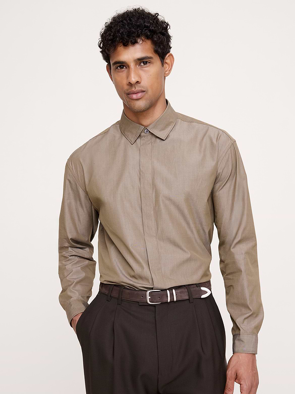 Relaxed-Fit Cotton Poplin Tuxedo Shirt