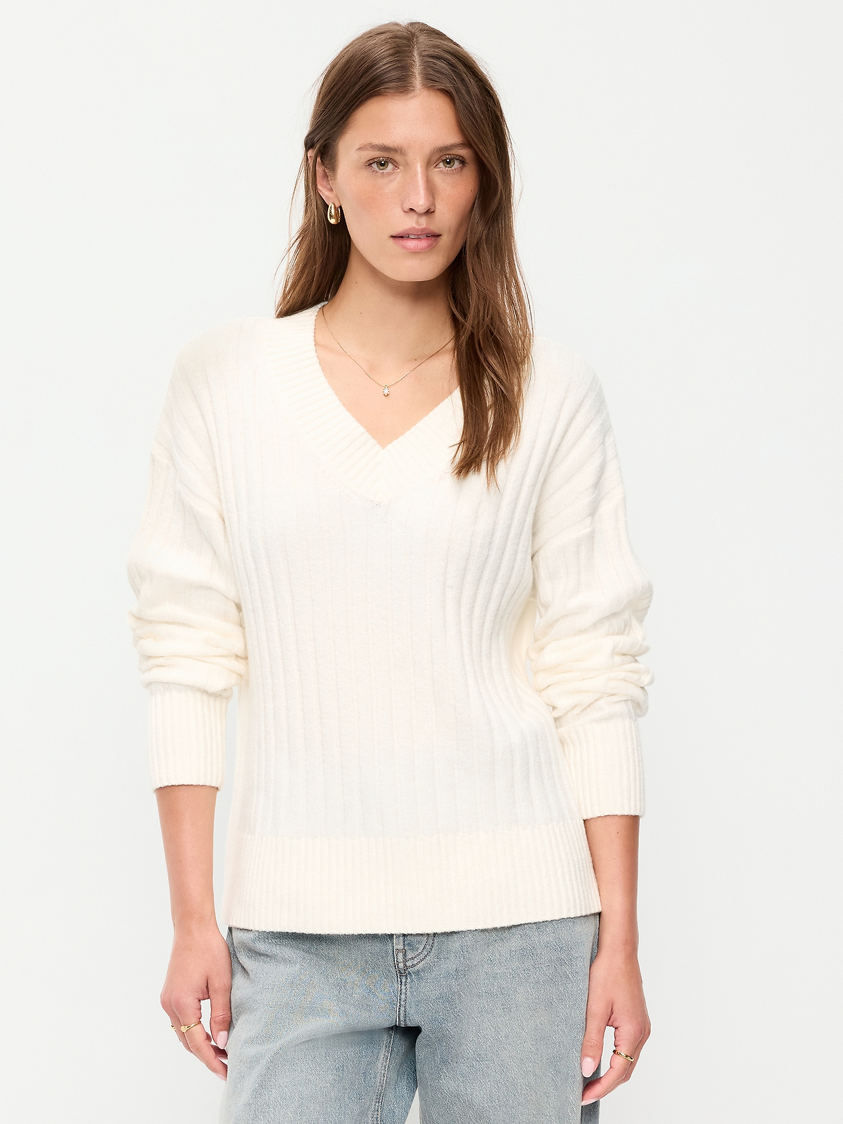 SoSoft Ribbed V-Neck Sweater | Old Navy