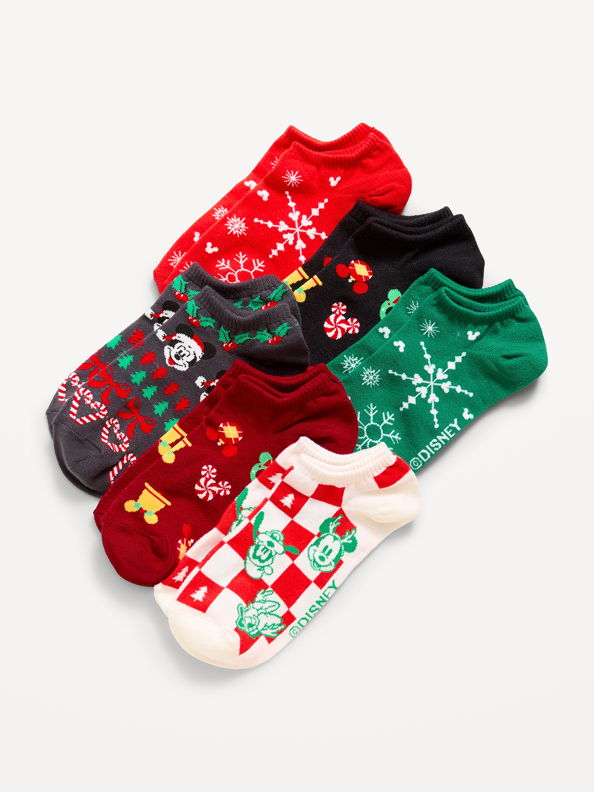 Image 1 of 2, pack includes 6 pairs of novelty socks, rib-knit ankle opening, notched seams for comfort, licensed graphics, © Disney, Product #811336