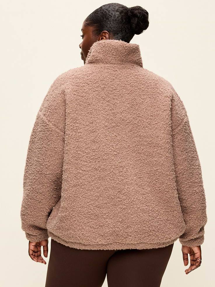 Image 7 of 7, Oversized Funnel-Neck Sherpa Pullover