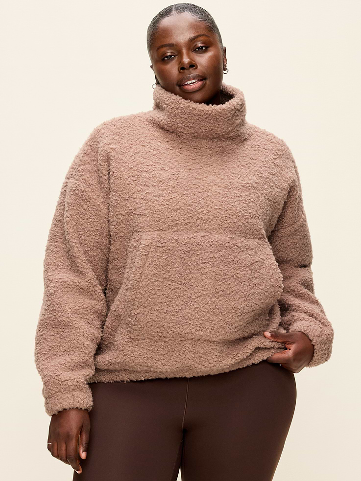 Image 6 of 7, Oversized Funnel-Neck Sherpa Pullover
