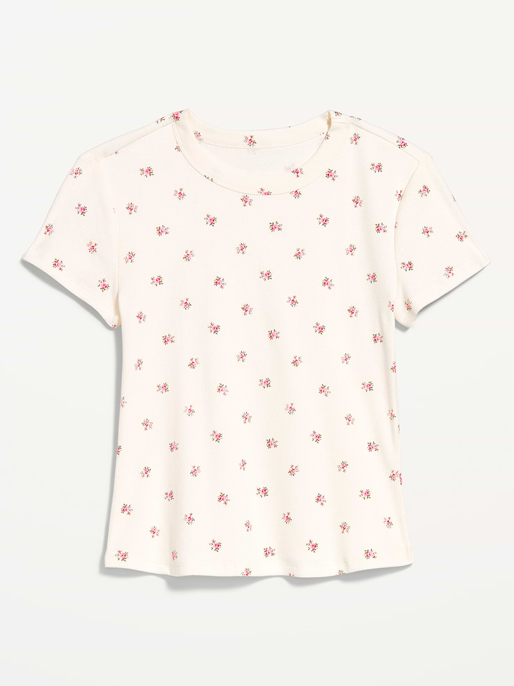 Image 4 de 8, T-shirt côtelé court moulant.
