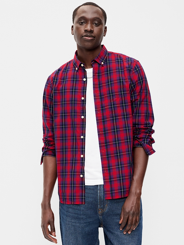 Classic Fit Everyday Plaid Poplin Shirt