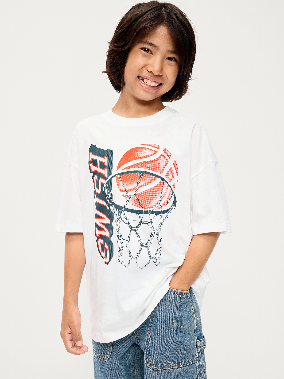 Image 1 of 1, crew neck, short sleeves, drop shoulders, graphic at front, Product #904653