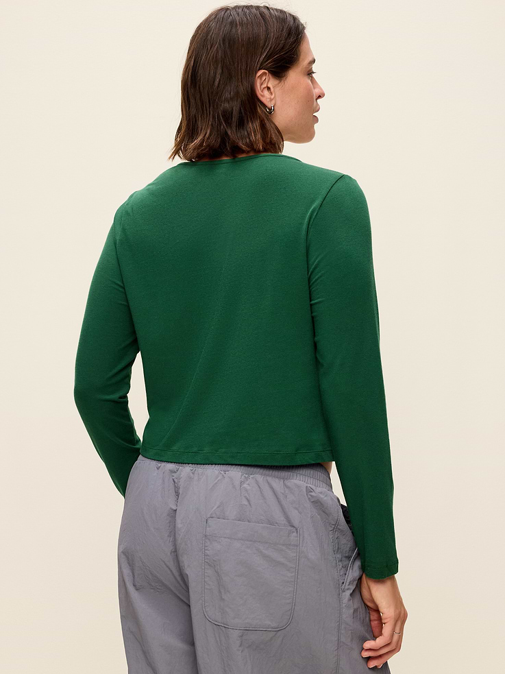 Image 3 of 5, Long-Sleeve Split-Neck Top
