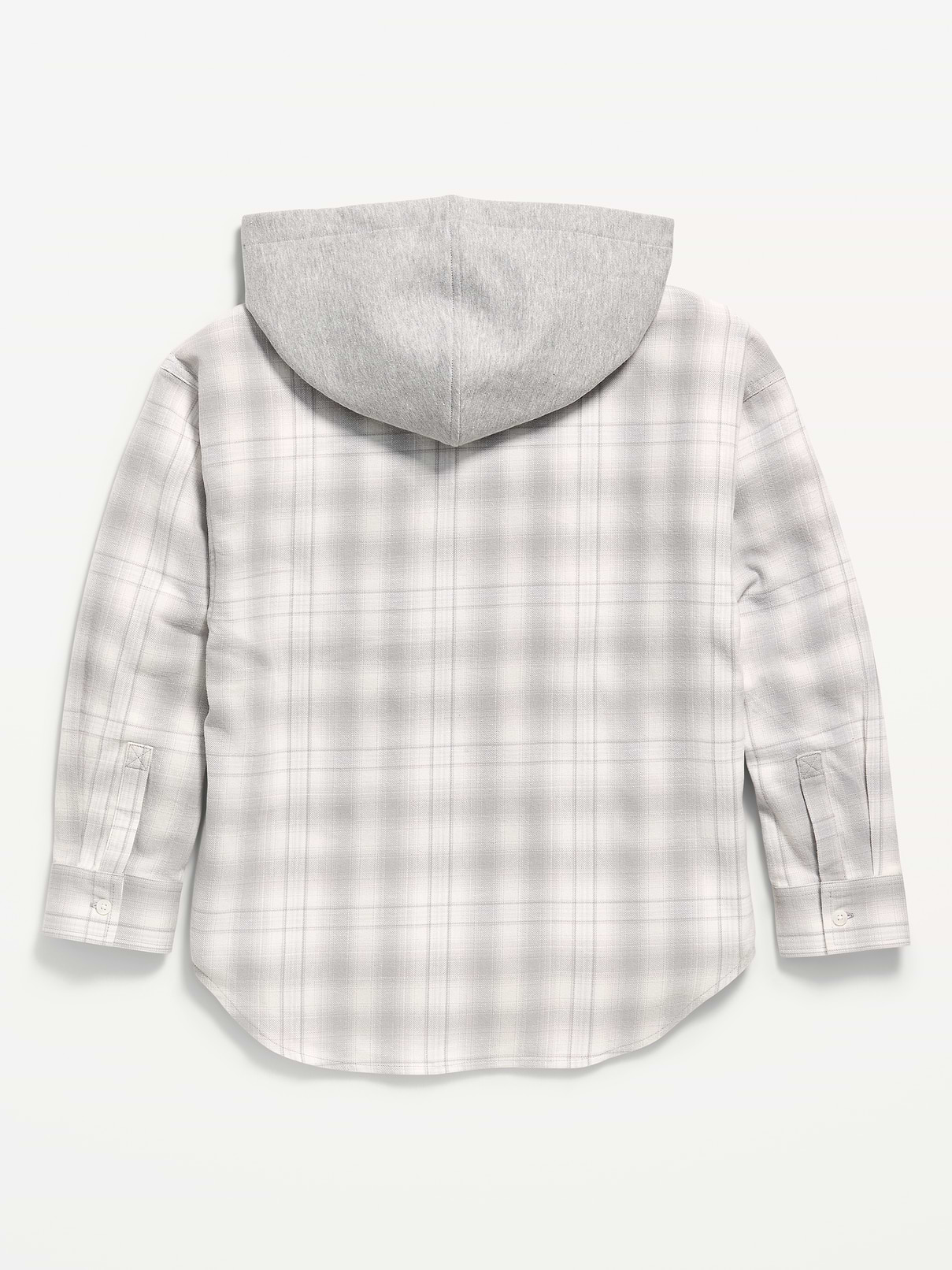 Image 3 of 3, Oversized Long-Sleeve Hooded Flannel Shirt for Girls
