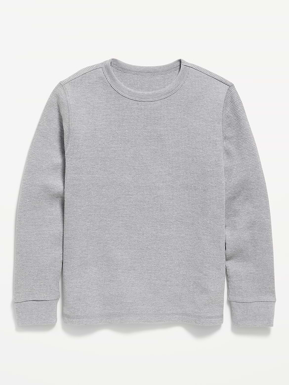 Long-Sleeve Waffle-Knit T-Shirt for Boys