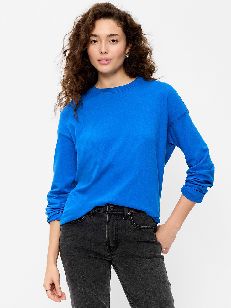 Image 2 of 4, Oversized EveryWear Long-Sleeve Tunic T-Shirt