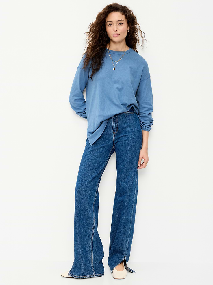 Image 3 of 4, Oversized EveryWear Long-Sleeve Tunic T-Shirt