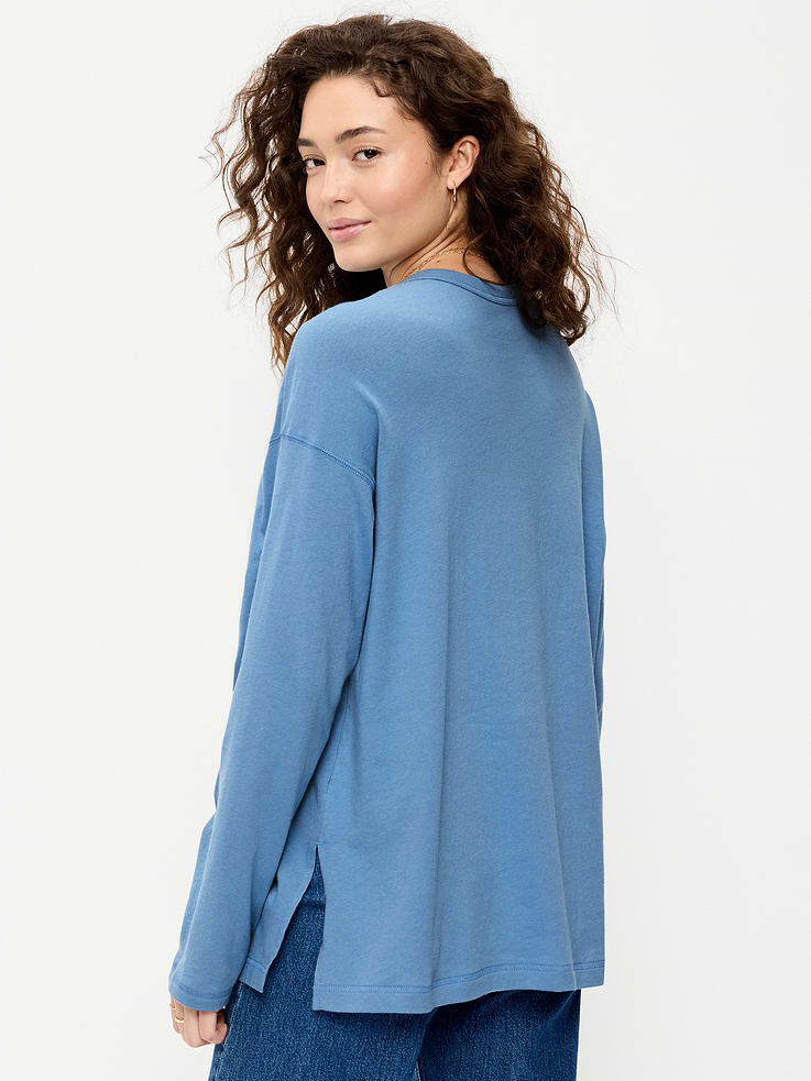 Image 2 of 4, Oversized EveryWear Long-Sleeve Tunic T-Shirt