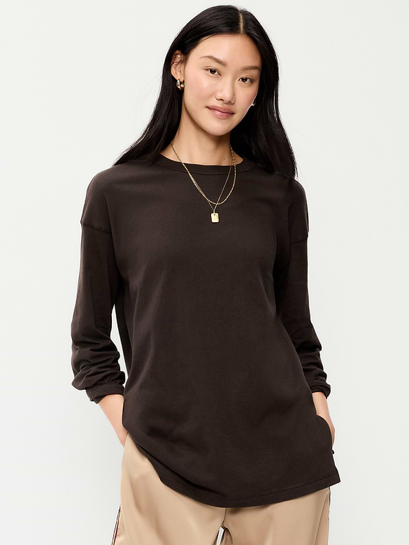 Oversized EveryWear Long-Sleeve Tunic T-Shirt